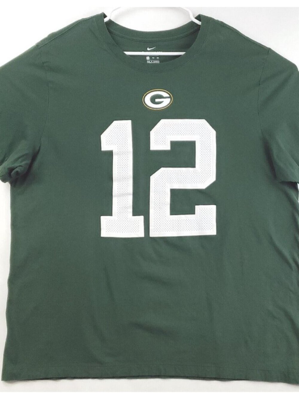 Nike Green Bay Packers Aaron Rodgers 12 Shirt Mens 2XL 100% Cotton Crew Neck